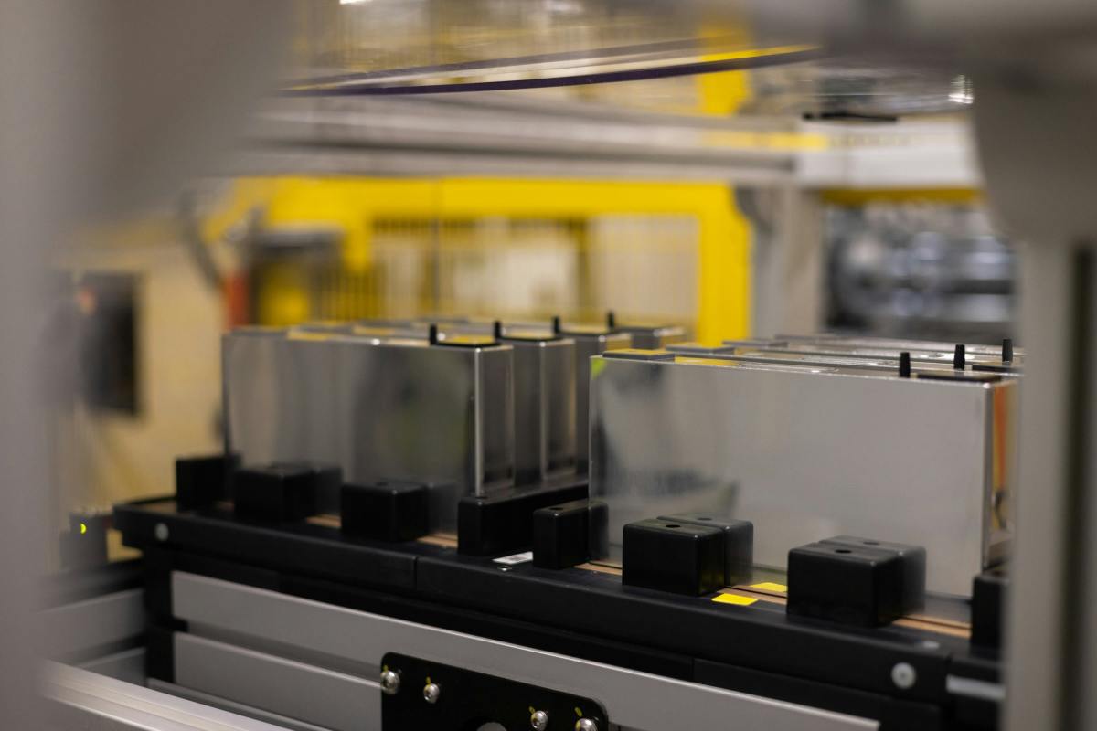 Batteries being manufactured at Northvolt's Ett factory in Sweden.