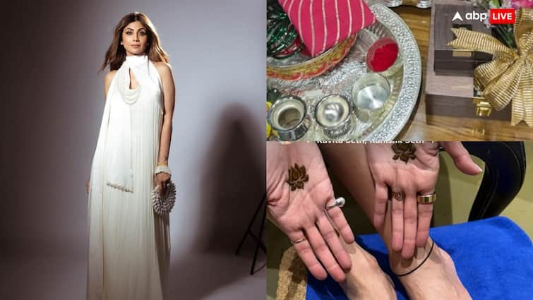 karwa chauth 2024 shilpa shetty share traditional sargi pics mehndi design Karwa Chauth 2024: शिल्पा शेट्टी ने दिखाई सरगी की झलक, हाथों में लगाई पति राज के नाम की मेहंदी