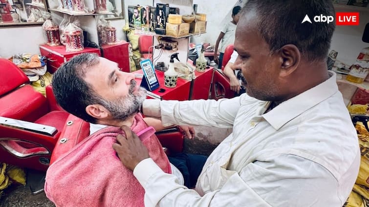 rahul gandhi visited local salon barber became emotional and shared his story