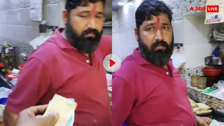 Food vlogger who went for vlogging was pushed out by shopkeeper video goes viral वीडियो बनाने आए फूड व्लॉगर से भिड़ गया दुकानदार, धक्के मारकर भगाया, देखें वीडियो