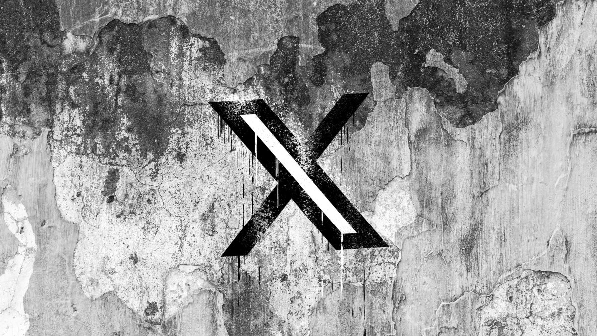 X (formerly Twitter) logo on a cracked wall