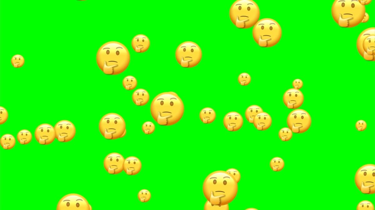 Thinking emojis on a green background.