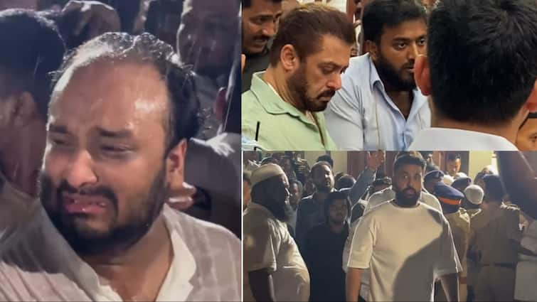 baba siddique shot dead salman khan to raj kundra shehnaaz gill these bollywood celebs spotted at baba siddique last rights to pay respect बाबा सिद्दीकी के बेटे को रोता देख कलेजा फट जाएगा, ढांढस बंधाने पहुंचे सलमान खान सहित कई सेलेब्स