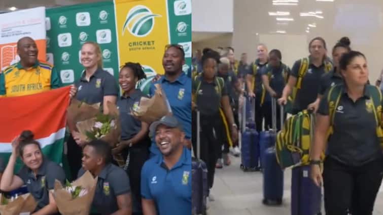 South Africa women team got grand welcome after returning home after losing womens T20 World Cup 2024 Final Watch: फाइनल में हारकर स्वदेश लौटी दक्षिण अफ्रीका का हुआ जोरदार स्वागत, वीडियो जीत लेगा दिल