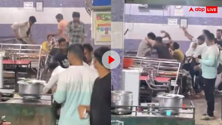 Fight broke out between several people in Bijnor restaurant video goes viral बिजनौर का रेस्तरां बना कुरुक्षेत्र का मैदान, खाना खाने गए दो पक्ष भिड़े तो जमकर चले लात-घूंसे