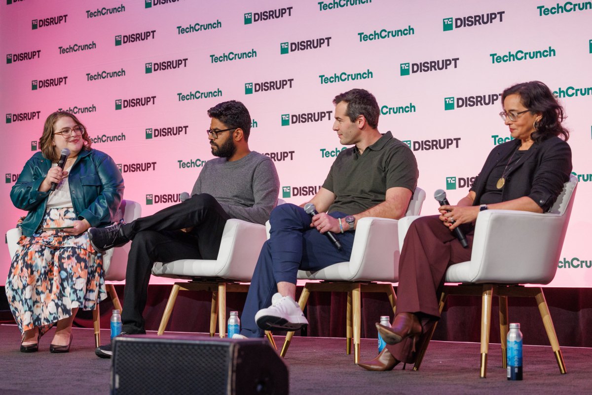 Amit Jain CEO Luma AI, Michael Shulman Co-Founder and CEO Suno, and Kakul Srivastava CEO Splice at TechCrunch Disrupt 2024 on Wednesday, Oct. 30, 2024. (Photo by Katelyn Tucker/ Slava Blazer Photography)