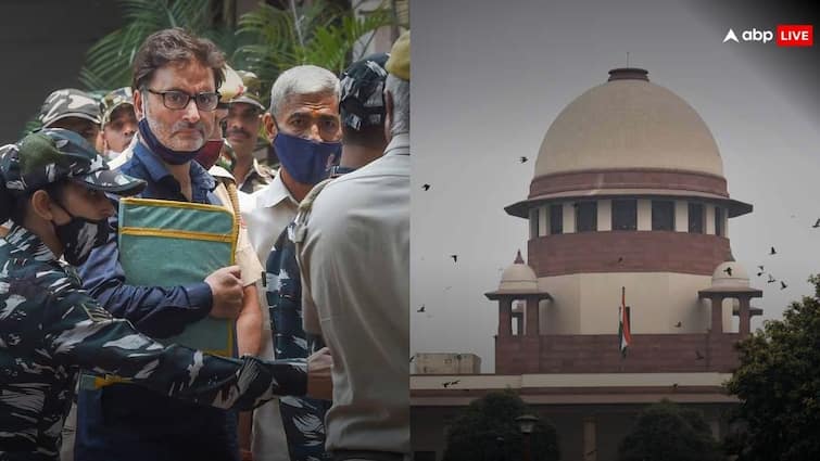 Supreme Court mentions Ajmal Kasab case SG Tushar Mehta raises security concerns over Yasim Malik Jammu Trail वह हाफिज सईद का करीबी, पर कसाब को भी तो मिला फेयर ट्रायल- यासीन मलिक के लिए SC के जज और SG तुषार मेहता में छिड़ गई जबरदस्त बहस